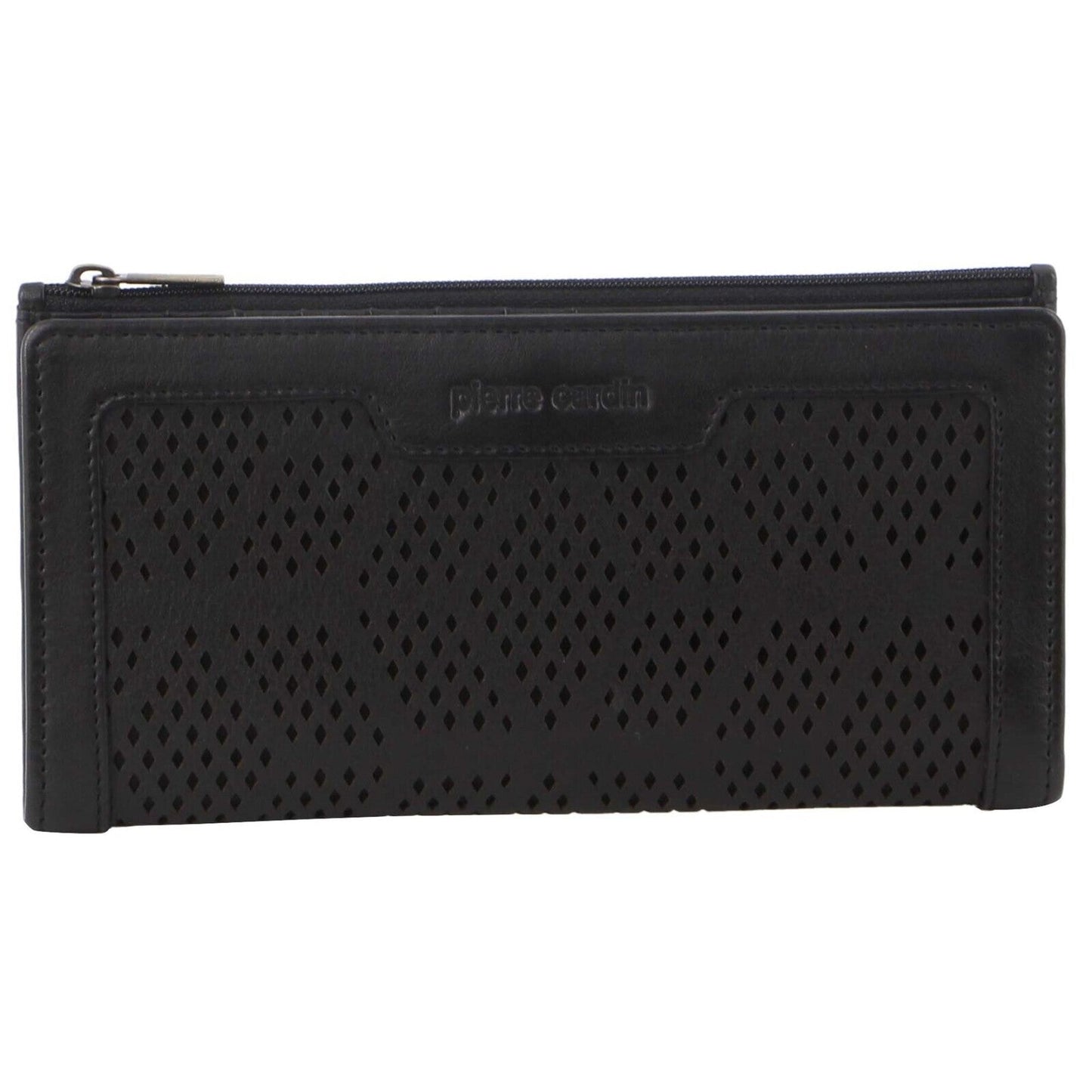 Pierre Cardin Perforated Leather Ladies Handy Travel Wallet - Black-2