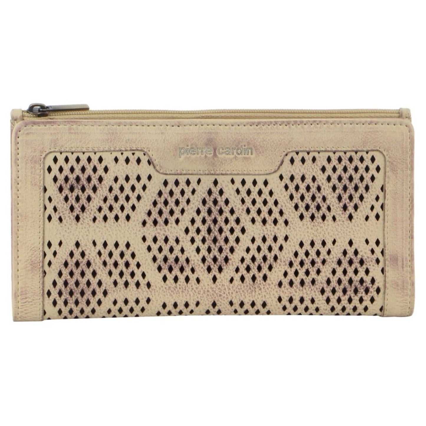 Pierre Cardin Perforated Leather Ladies Handy Travel Wallet - Latte-2