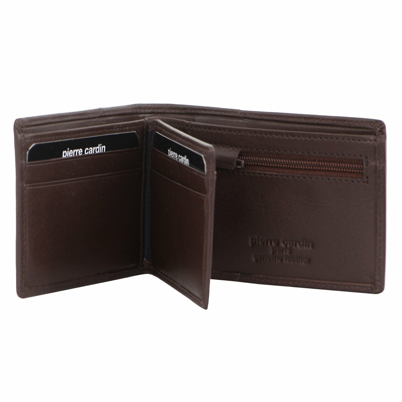 Pierre Cardin Soft Italian Leather Mens Bi-Fold Wallet with Central Flap - Brown-2