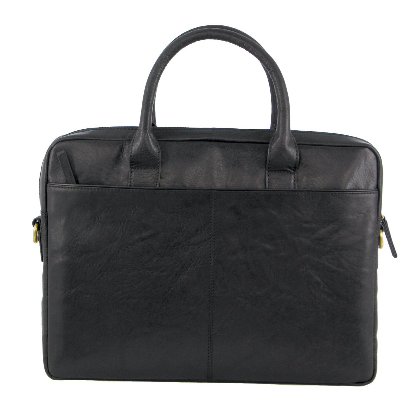 Pierre Cardin Leather Multi-Handle 15" Laptop Computer Bag - Black-3
