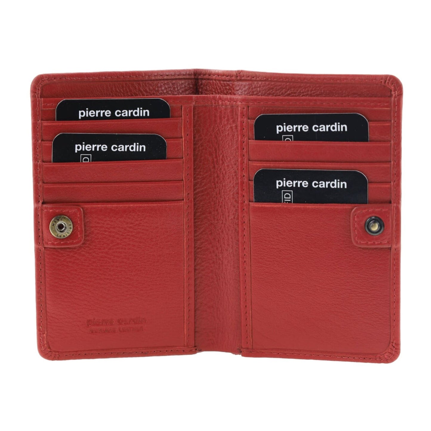 Pierre Cardin Ladies Leather Snap Button Bi-Fold Wallet - Red-2