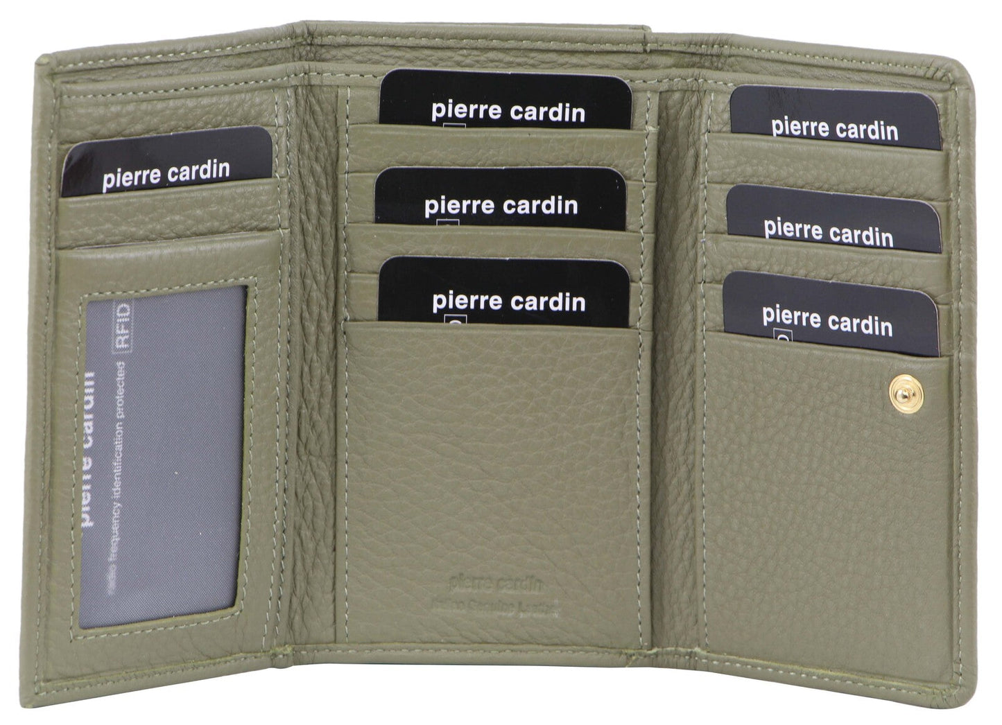 Pierre Cardin Ladies Women's Soft Italian Leather RFID Purse Wallet Rustic - Sage-1
