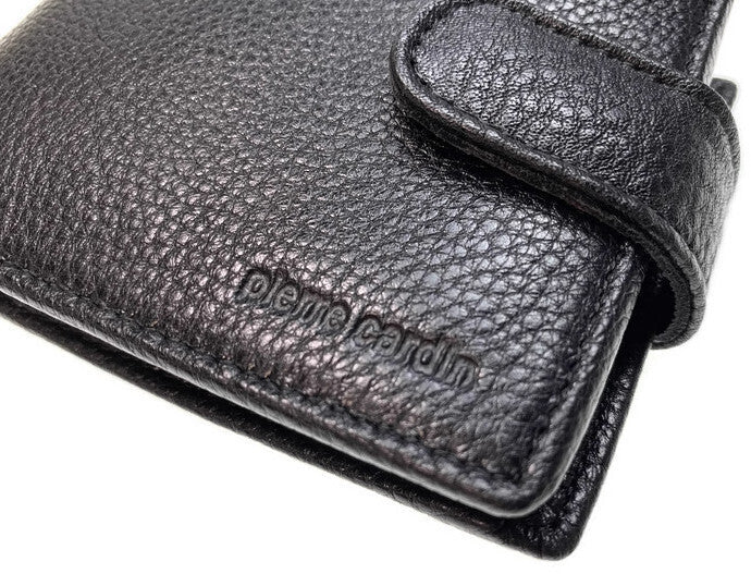 Pierre Cardin RFID Mens Wallet Bi-Fold Genuine Italian Leather w GIFT BOX - Black