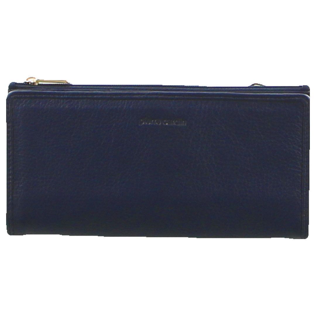 Pierre Cardin Ladies Womens Genuine Leather RFID Purse Wallet - Navy