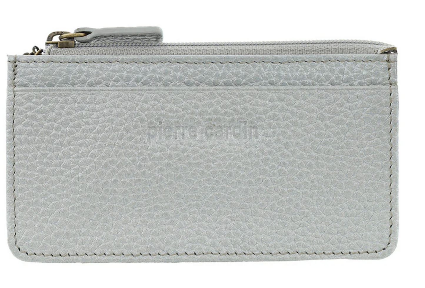 Pierre Cardin RFID Leather Coin Purse Wallet w/ Keyring in Silver-1