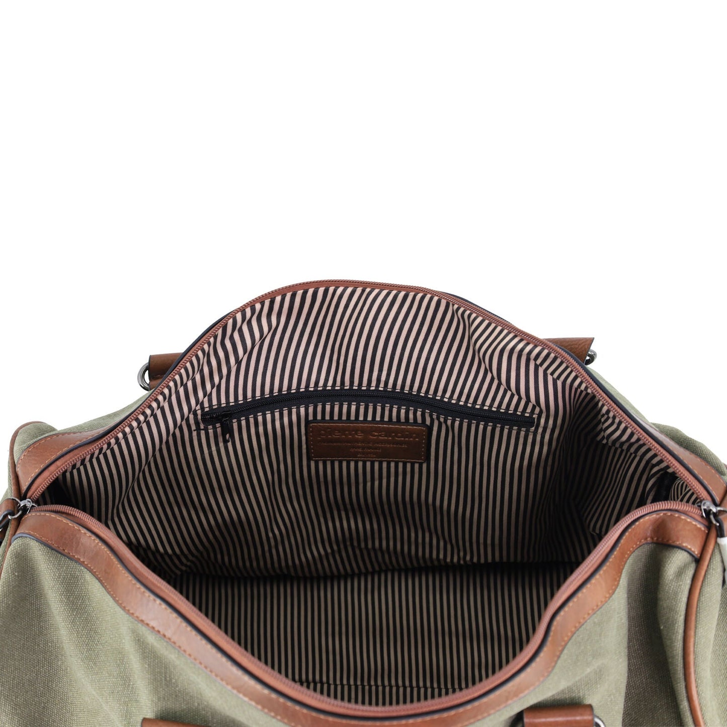 Pierre Cardin Canvas Mens Travel Bag Duffle Weekend Overnight Business Luggage - Brown
