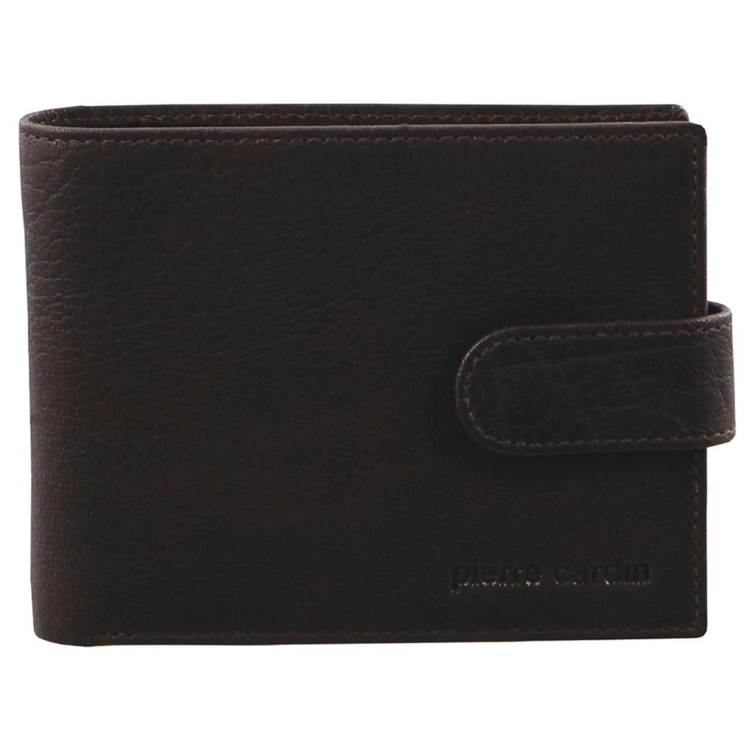 Pierre Cardin Mens Leather Wallet Flap Credit Card Slots RFID Protected - Brown-2