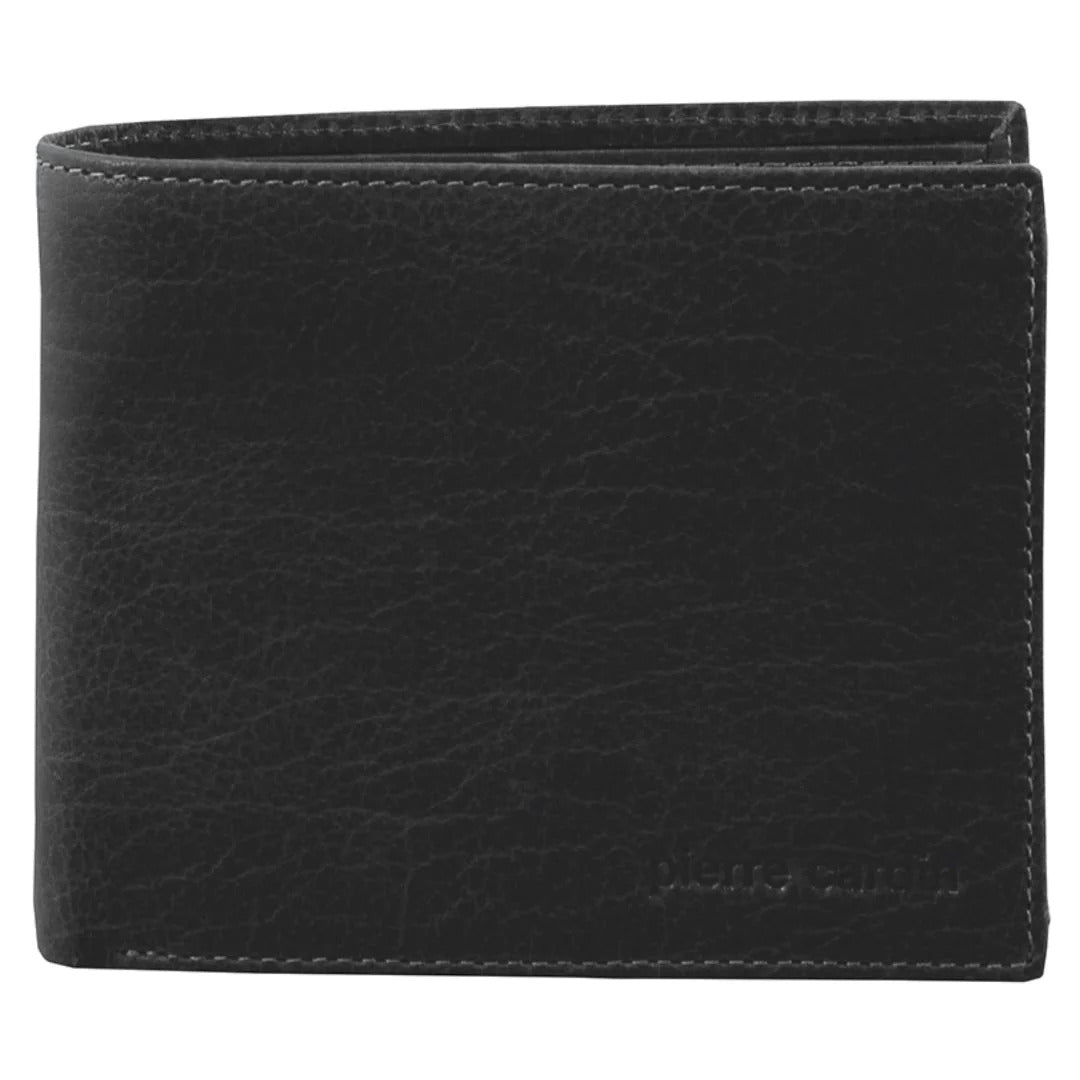 Pierre Cardin Mens Leather Wallet Tri-Fold Credit Card Slots Flap RFID - Black-2