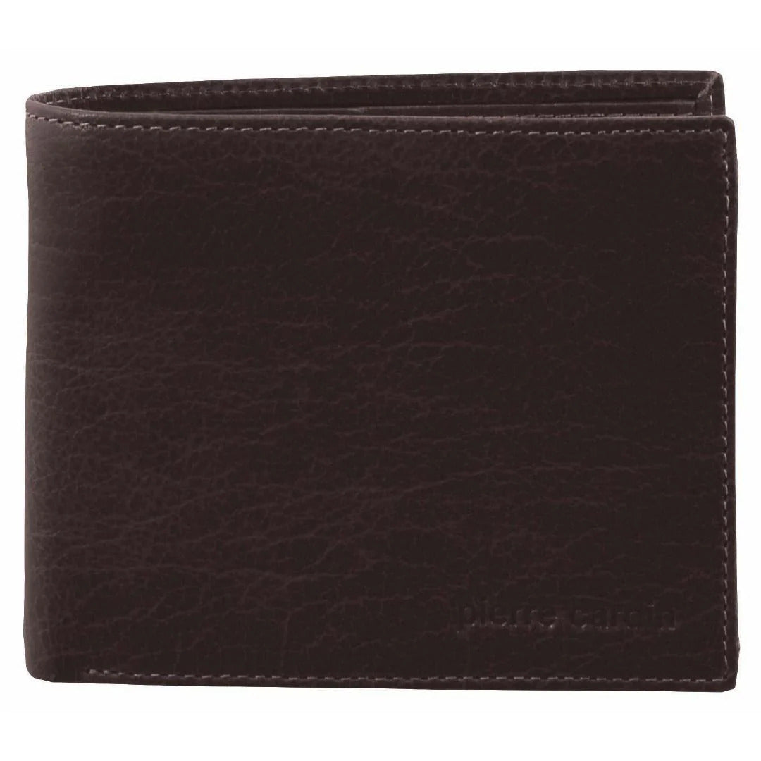 Pierre Cardin Mens Leather Wallet Tri-Fold Credit Card Slots Flap RFID - Brown-2