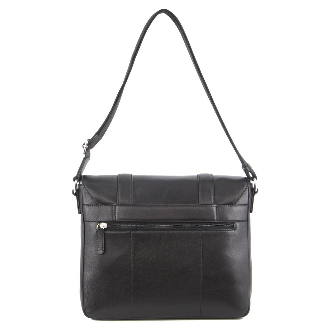 Pierre Cardin Pebbled Leather 13" Laptop Computer Bag Overnight Satchel - Black-4