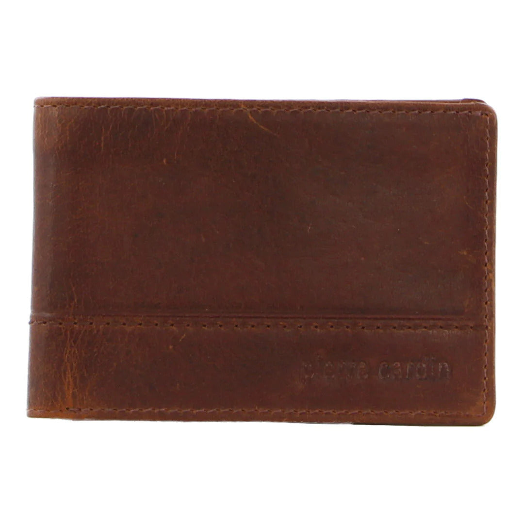 Pierre Cardin Mens Leather Wallet RFID Slimline Bi-Fold Credit Card Slots - Tan-2