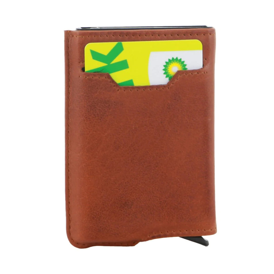 Pierre Cardin Leather Smart Slide Card Holder Tab Wallet RFID - Tan-3