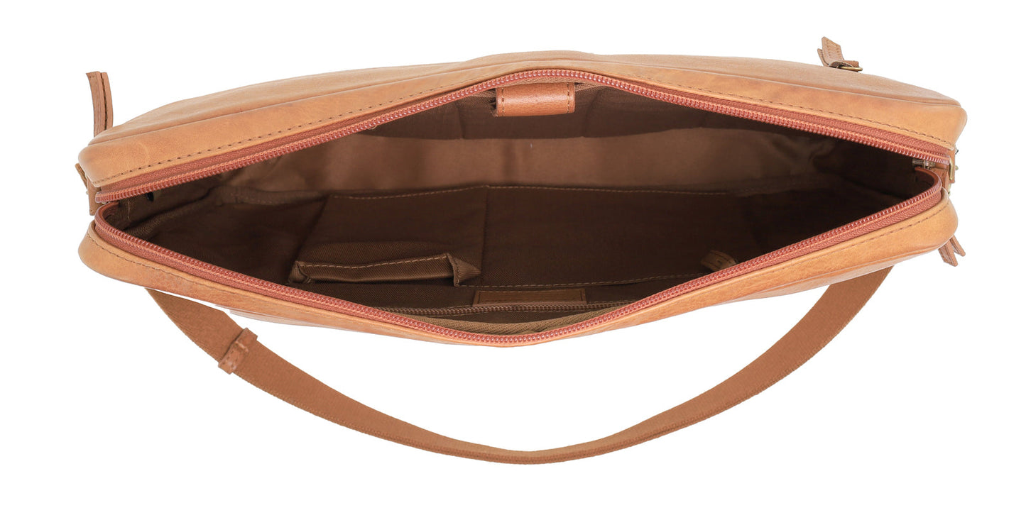 Pierre Cardin 13" Italian Leather 15" Laptop Computer Business Bag in Cognac-4
