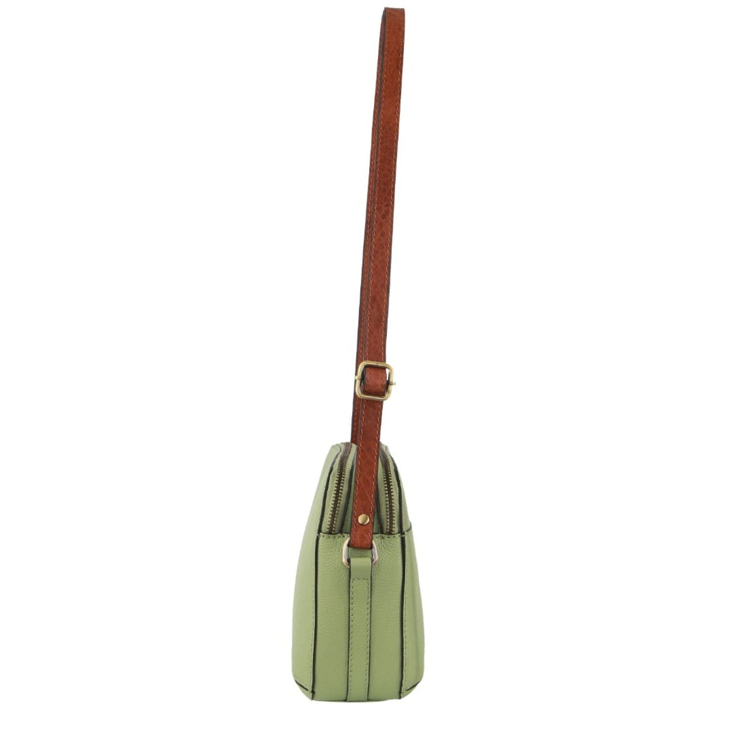 Pierre Cardin Leather Cross Body Bag Dual Zip Strap Shoulder Clutch in Jade