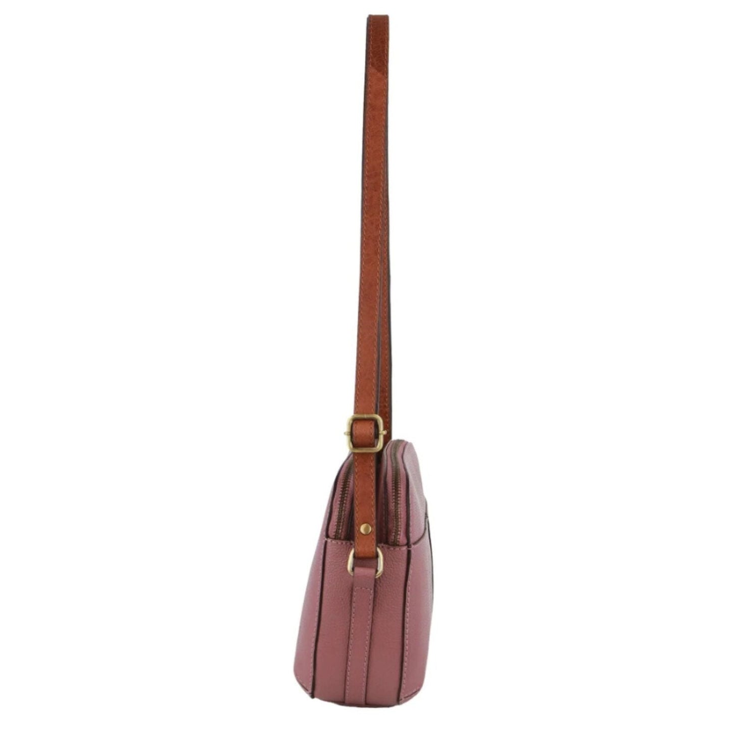 Pierre Cardin Leather Cross Body Bag Dual Zip Strap Shoulder Clutch in Rose