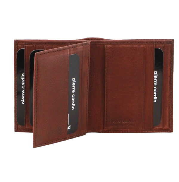 Pierre Cardin Mens Slim Bi-Fold Leather Wallet Rustic w/ RFID Protection in Brown-3