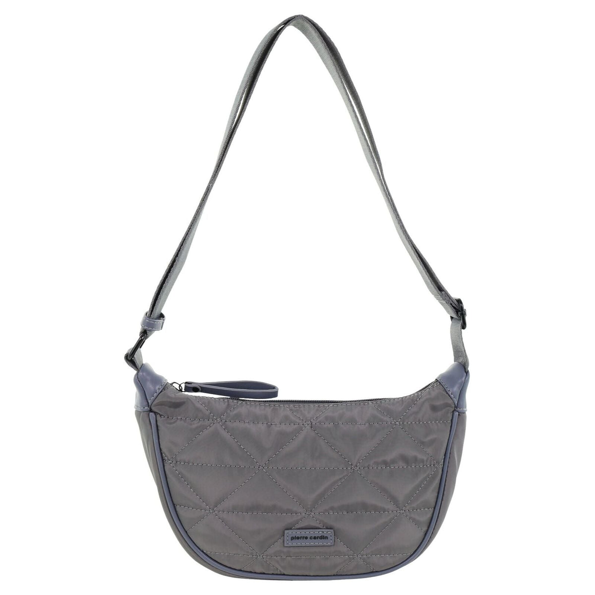 Pierre Cardin Ladies Nylon Crescent Quilted Crossbody Bag - Grey