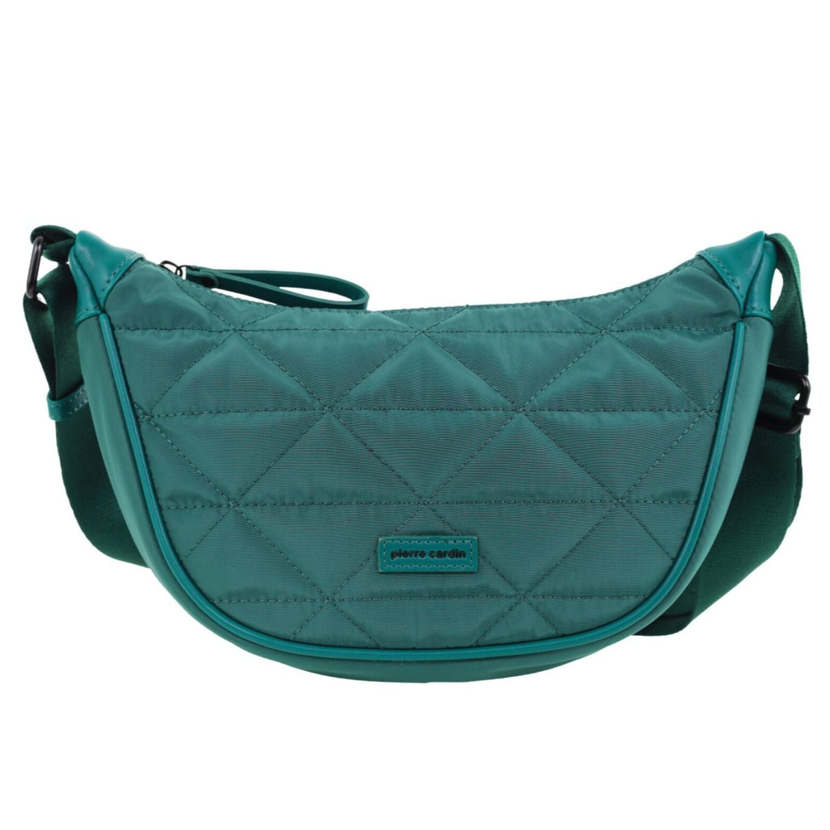 Pierre Cardin Ladies Nylon Crescent Quilted Crossbody Bag - Green