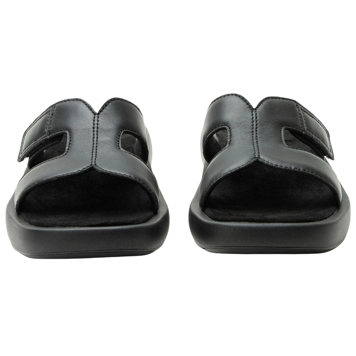 Alegria Portia Women’s Sandals Leather Adjustable Strap Comfort Slip-On in Black
