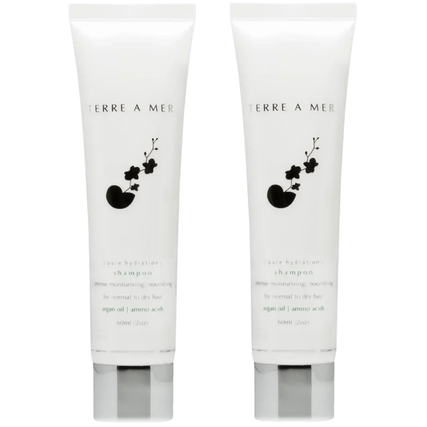 2x Terre A Mer Pure Hydration Amino Acid/Argan Oil Shampoo - 60ml Travel Size-0