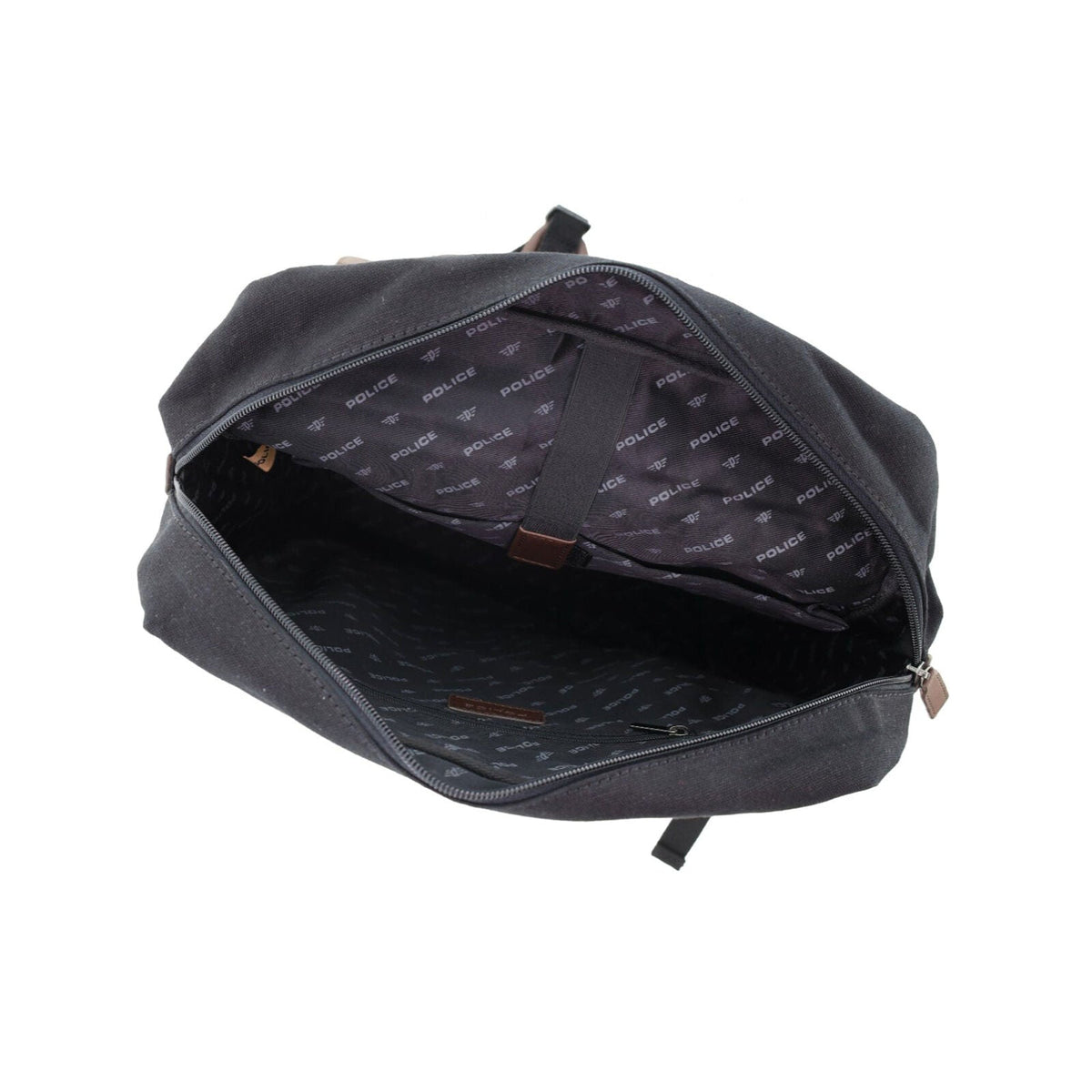 POLICE Messenger Backpack Bag with Laptop Computer Sleeve in Black