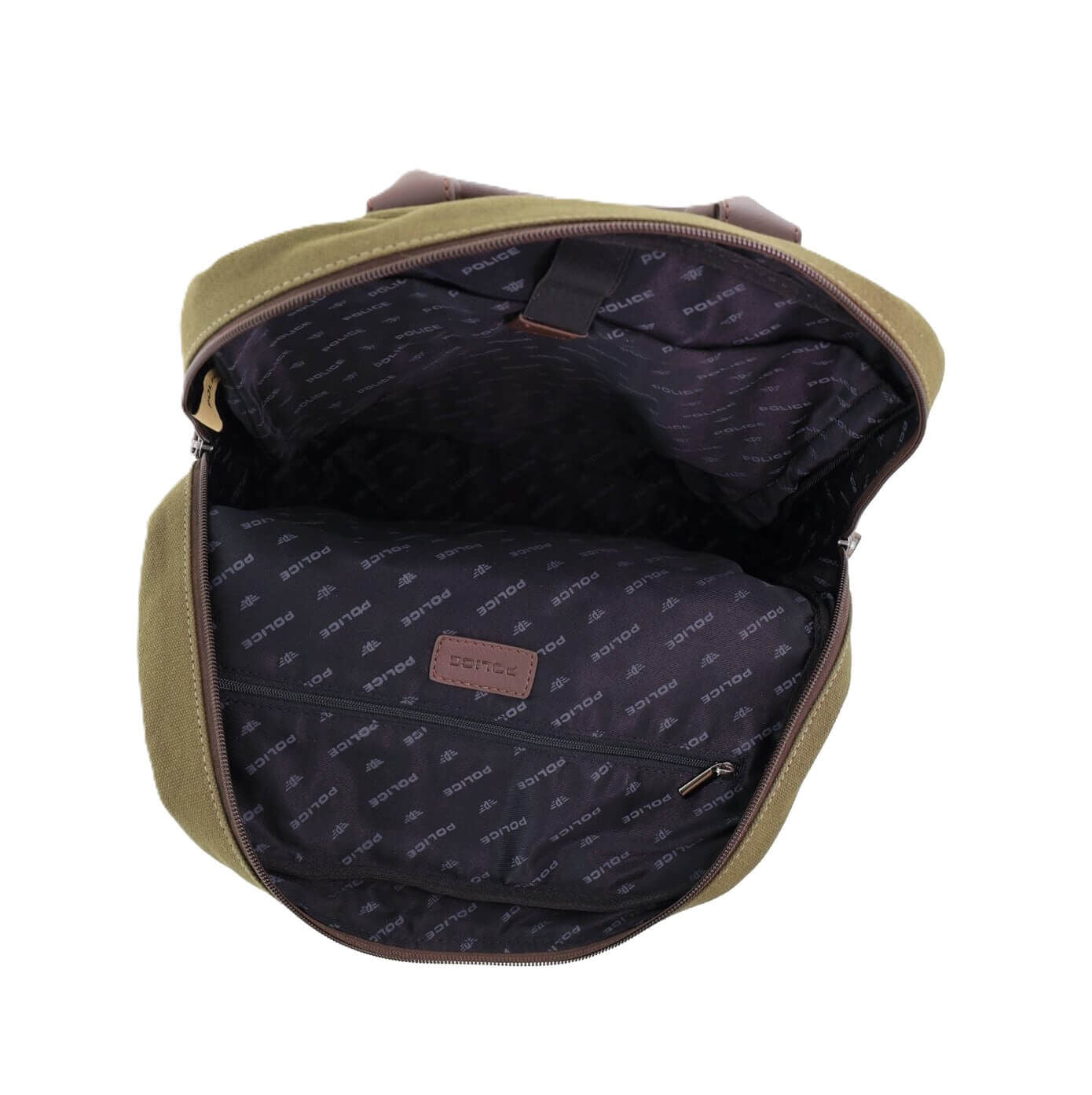 POLICE Wings Mens Canvas Backpack Bag with Laptop Computer Sleeve in Dark Olive-4