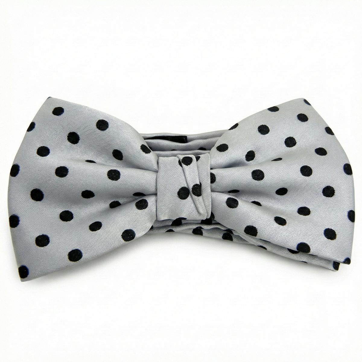 Formalaties Luxury Satin Polka Dot Hank Pocket Square & Bow Tie in Silver/Black