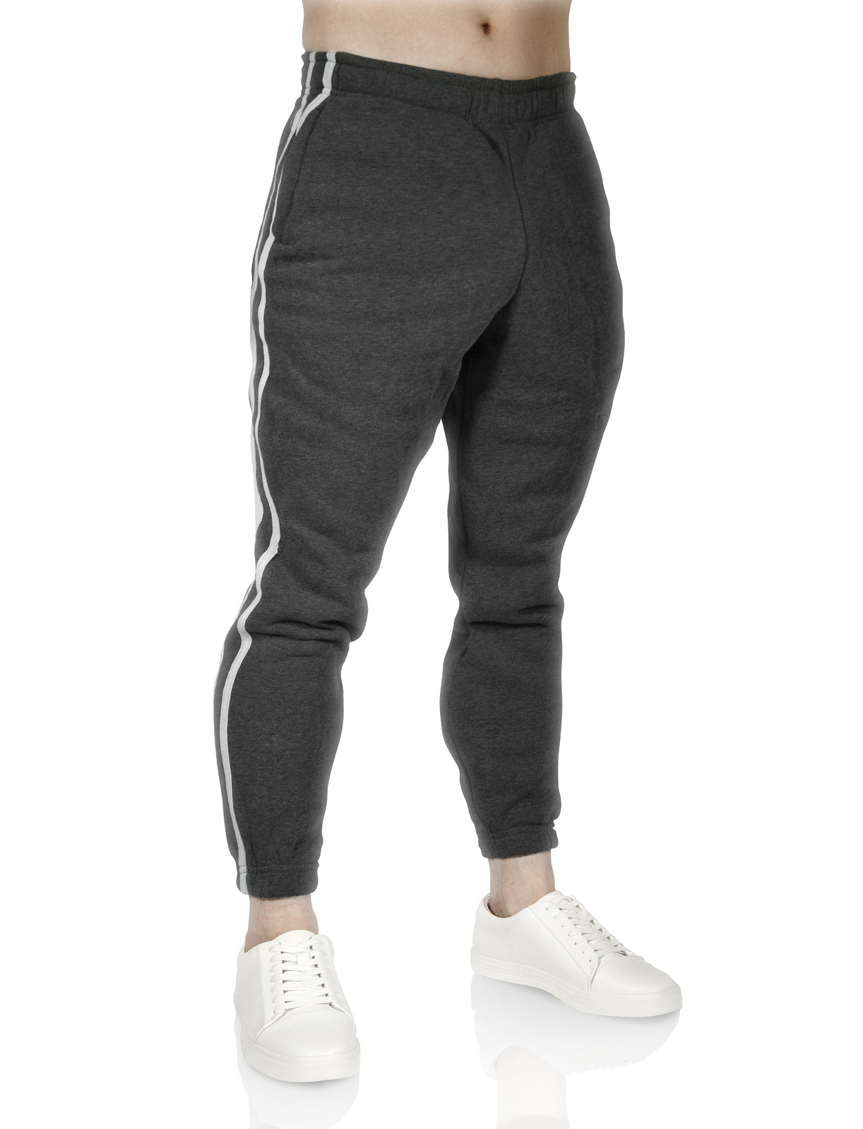 Mens Fleece Skinny Track Pants Jogger Gym Casual Sweat Trackies Warm Trousers-14