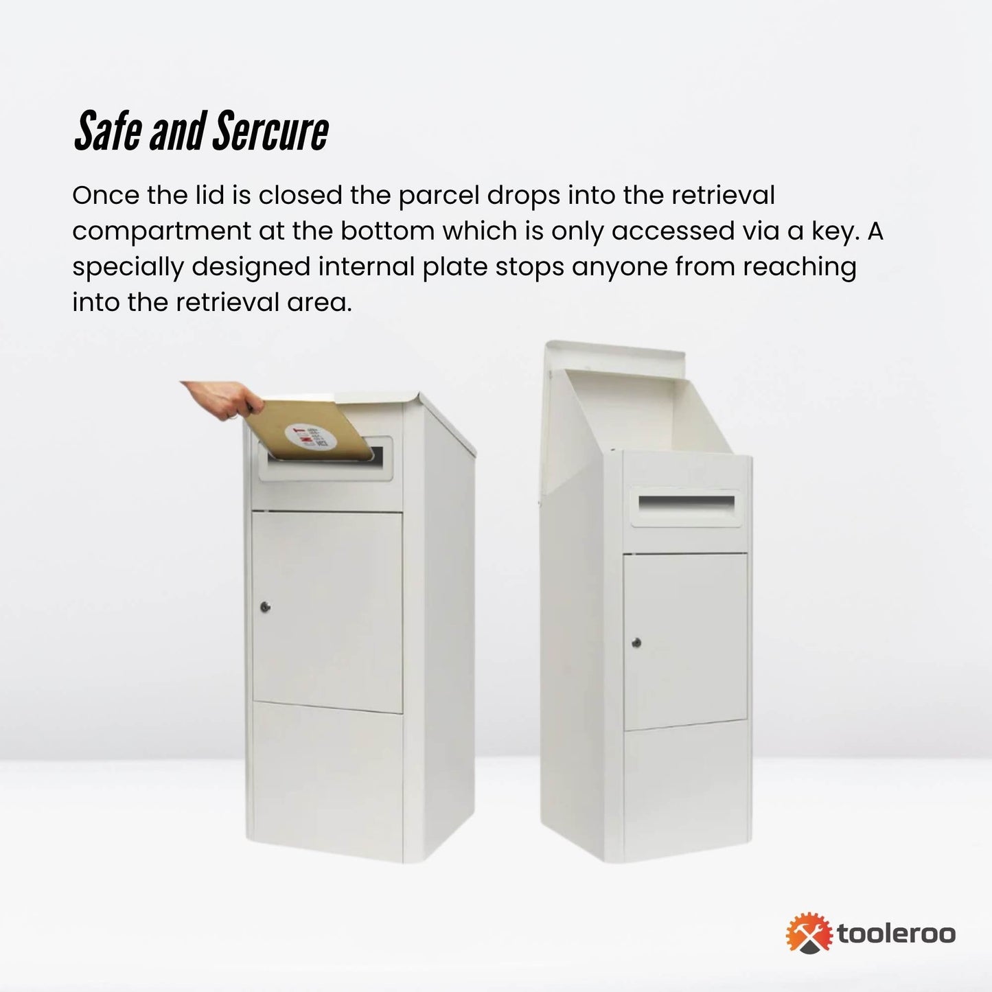 Parcel Delivery Drop Box Mailbox - Secure Home Package Post Locker 38x38x90cm White-4