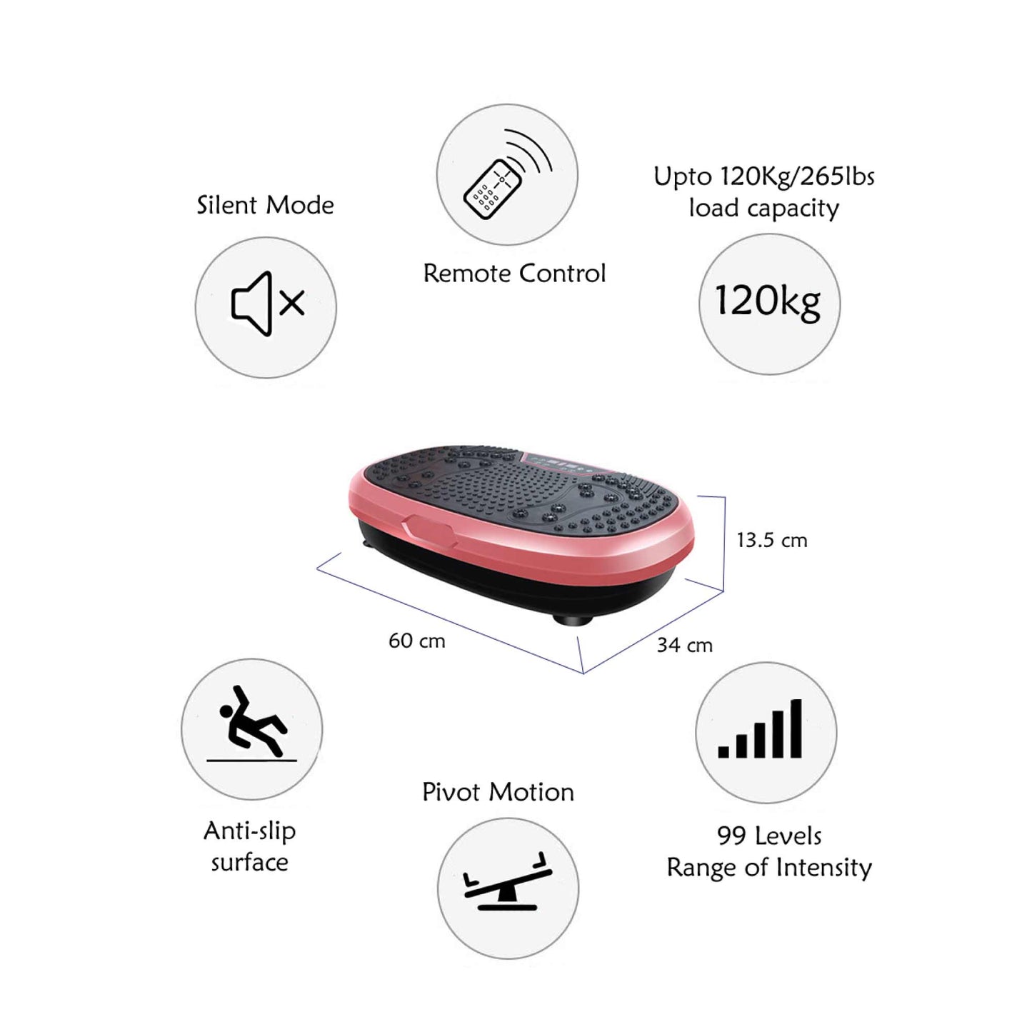 Pink Mini Vibration Platform - Magnet Therapy Vibrating Machine Exercise Plate-4