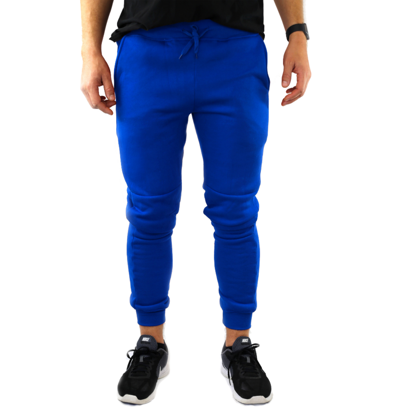 Mens Skinny Track Pants Joggers Trousers Gym Casual Sweat Cuffed Slim Trackies Fleece-18