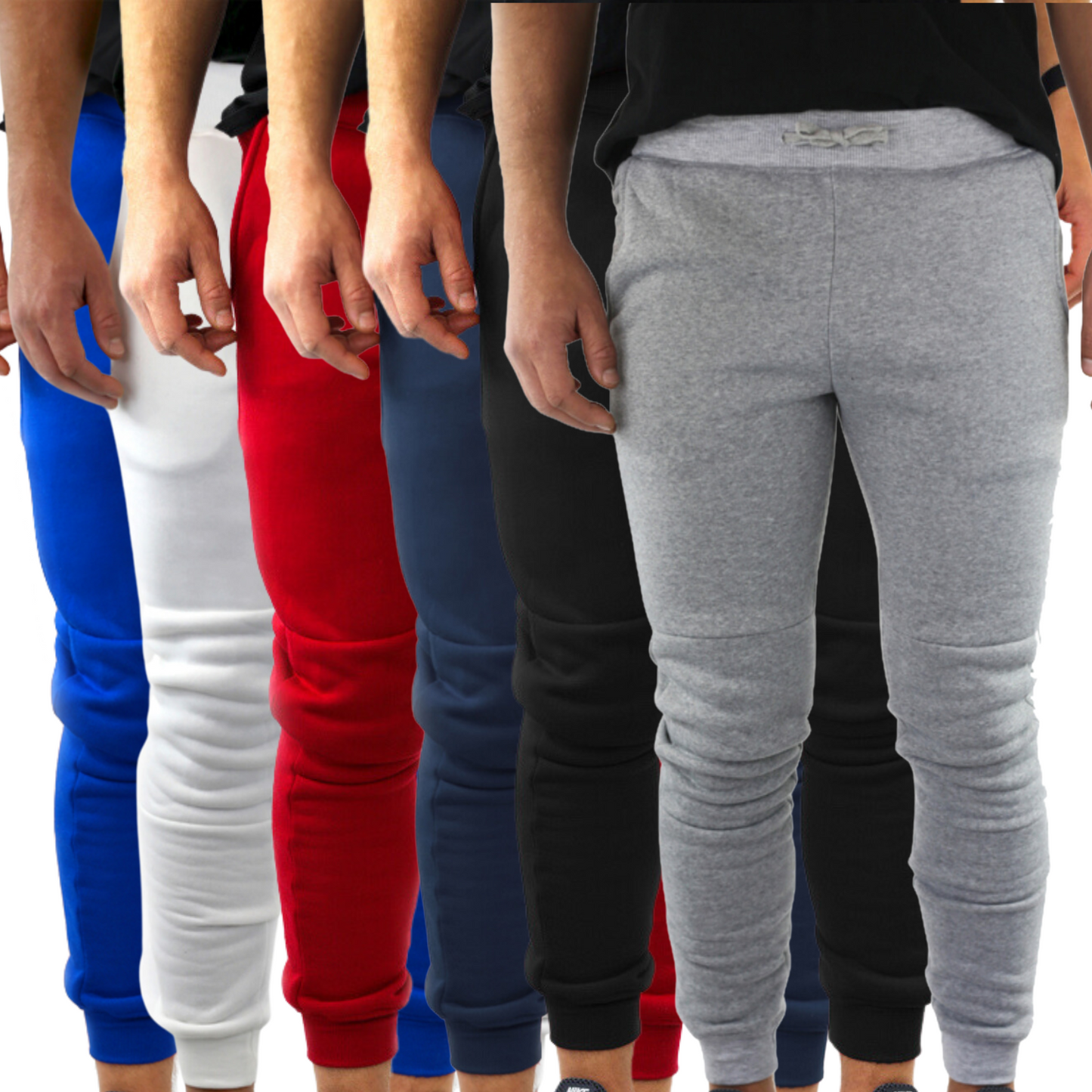 Mens Skinny Track Pants Joggers Trousers Gym Casual Sweat Cuffed Slim Trackies Fleece-0