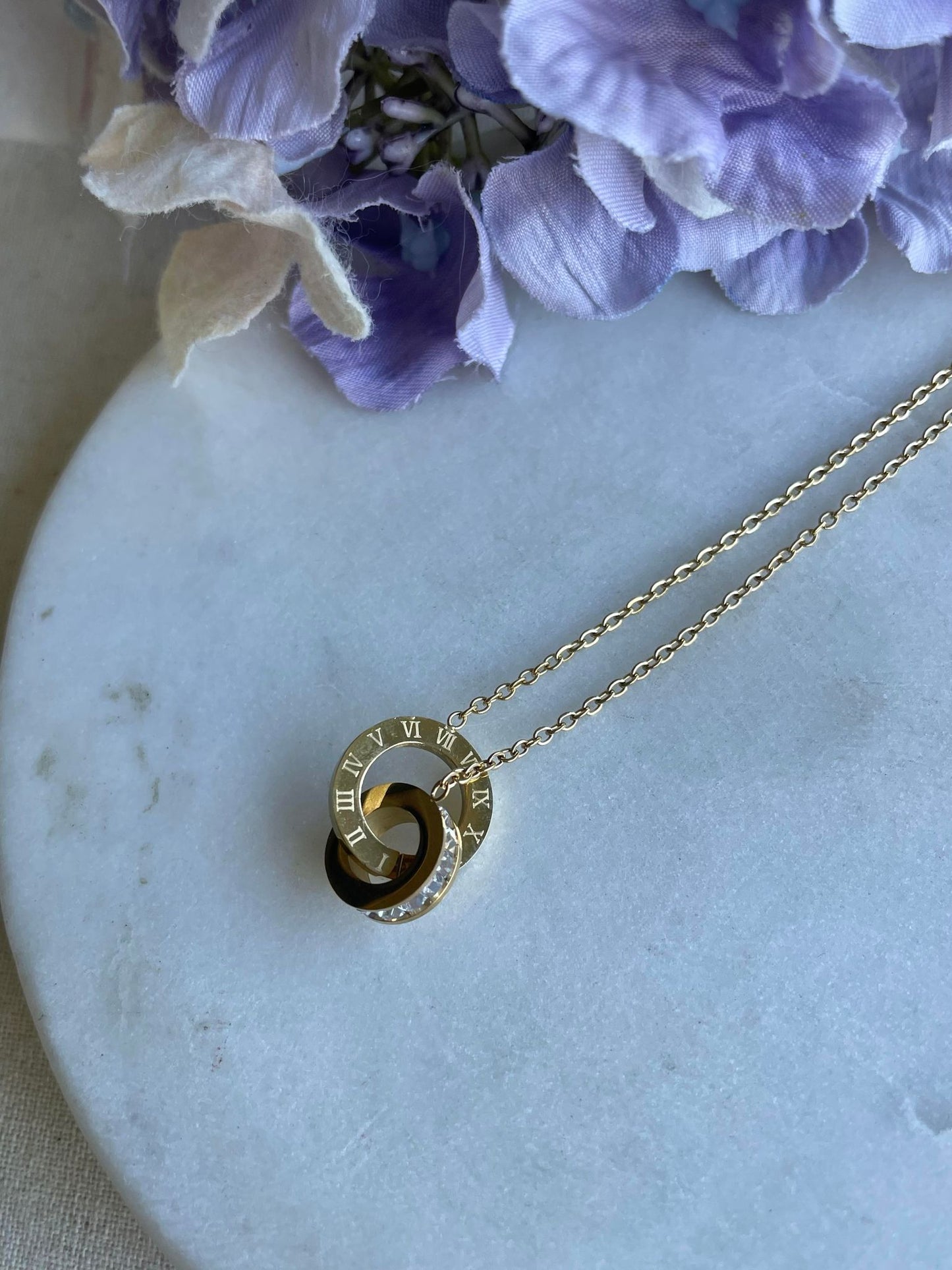 Rings on time gold necklace – Tarnish Proof Jewellery-1