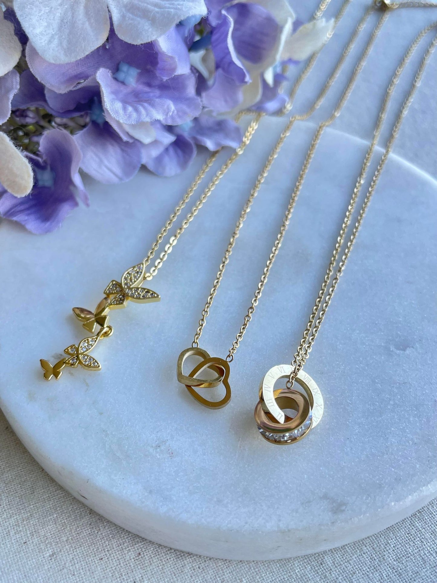 Rings on time gold necklace – Tarnish Proof Jewellery-3