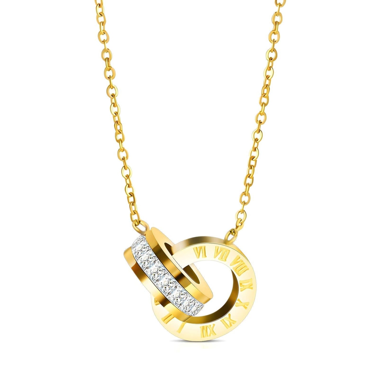 Rings on time gold necklace – Tarnish Proof Jewellery-0