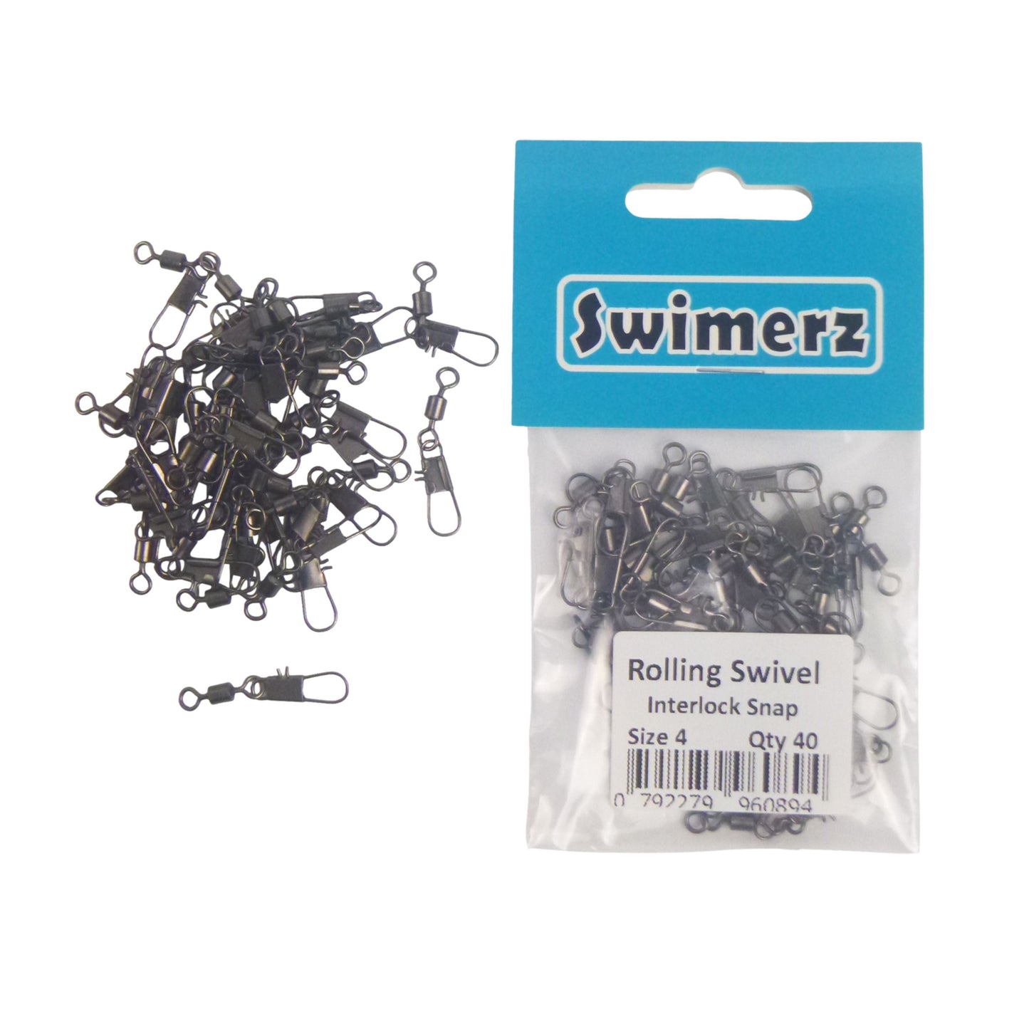 Swimerz Rolling Swivel w Interlock Snap, Size 4, 40 pack-2