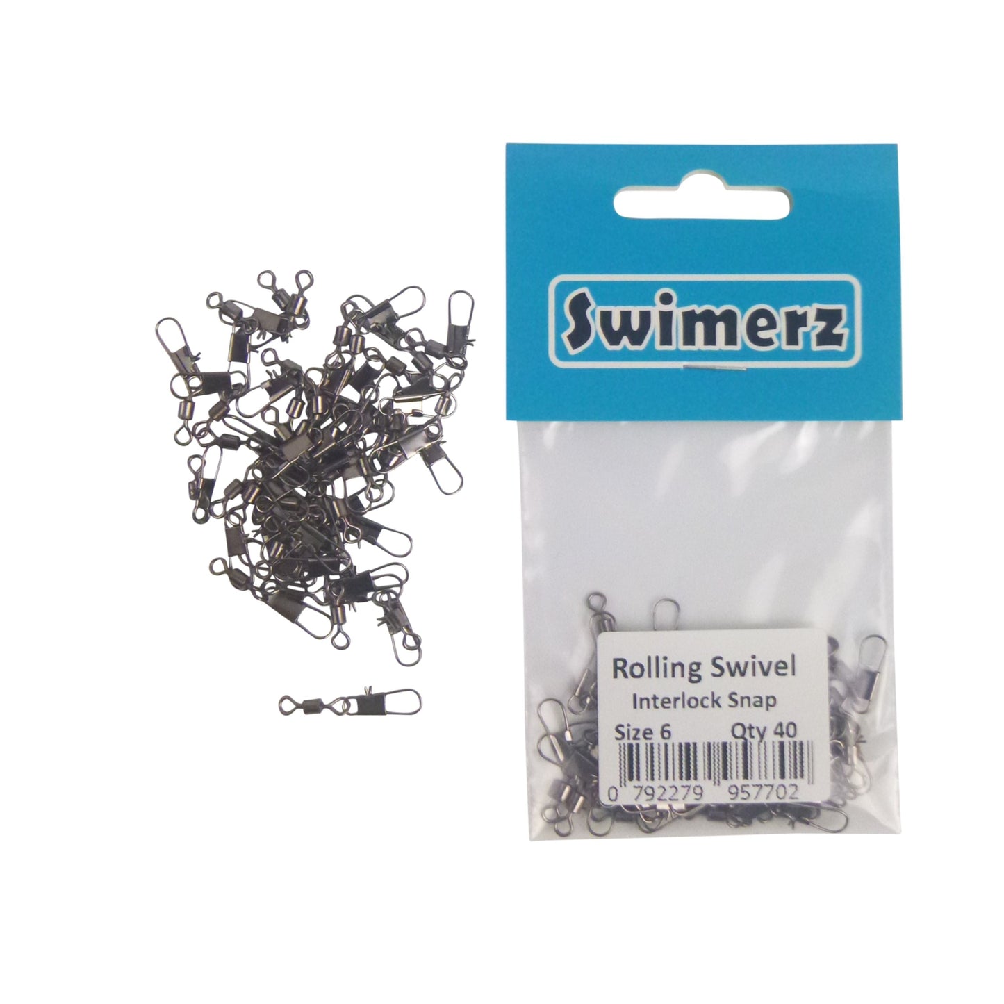 Swimerz Rolling Swivel w Interlock Snap, Size 6, 40 pack-2