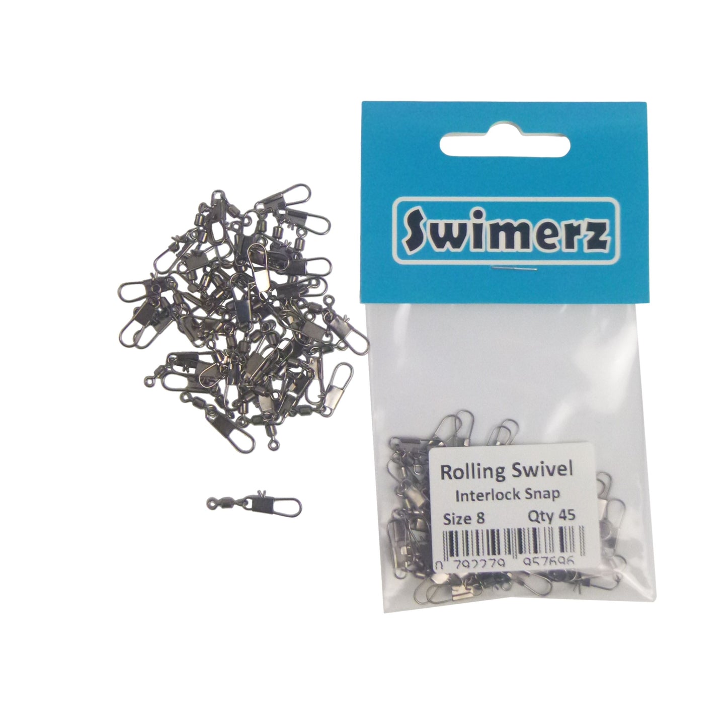 Swimerz Rolling Swivel w Interlock Snap, Size 8, 45 pack-2