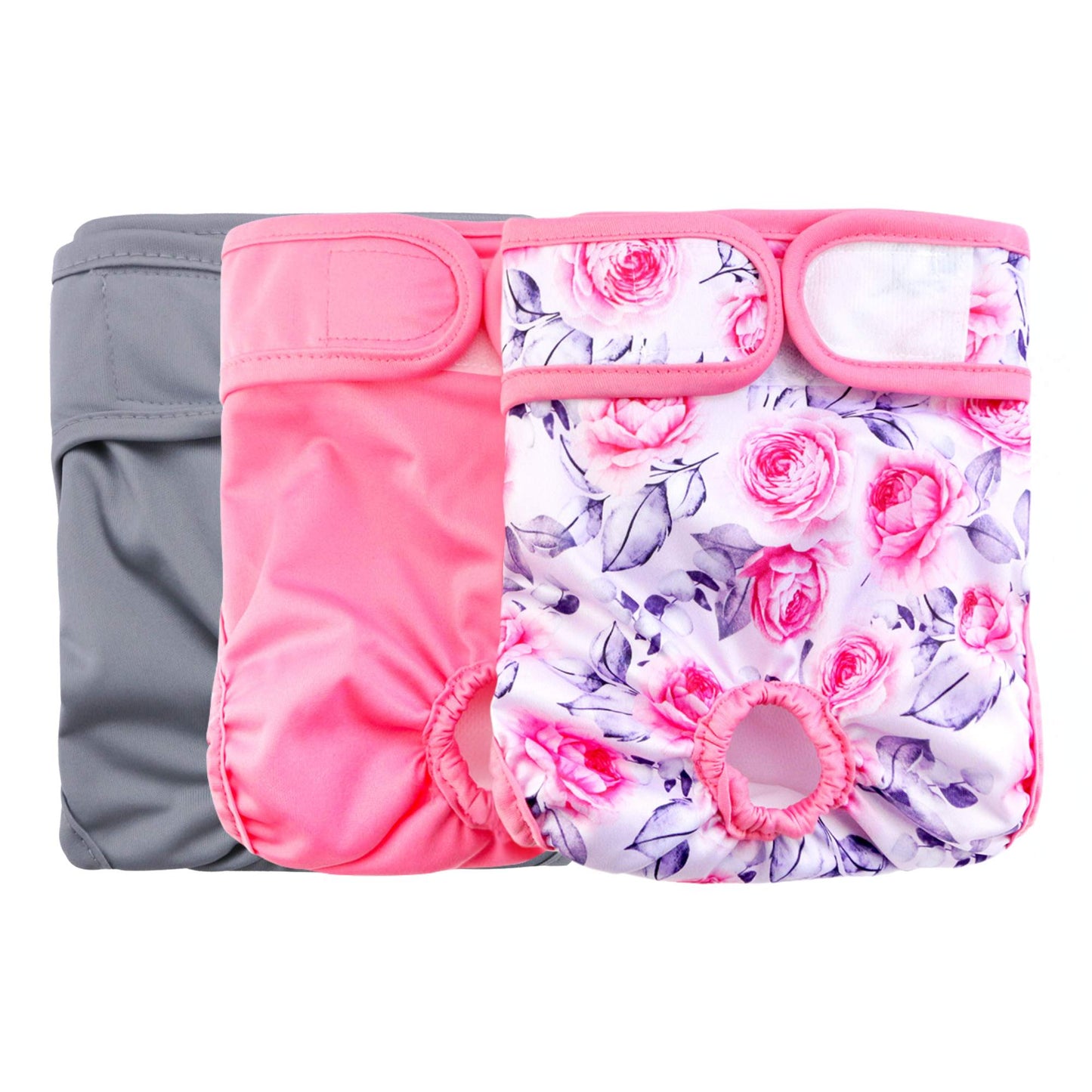 Rooster Farms Female Dog Diapers XSmall 3Pk - Washable Reusable Nappy Hook/Loop-0