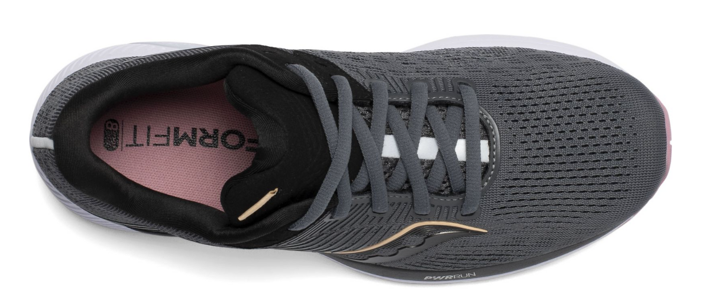 Saucony Womens Guide 14 Shoes Athletic Runners Sneakers Running - Charcoal/Rose-4