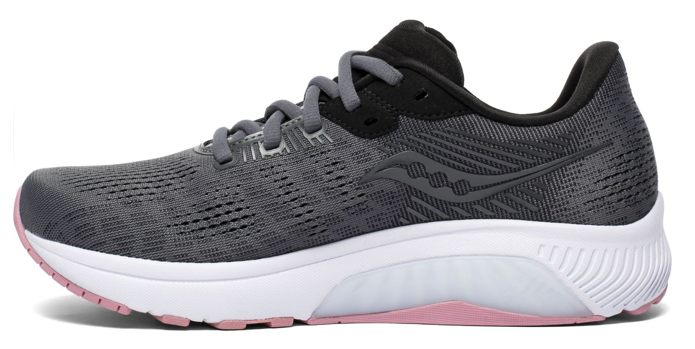 Saucony Womens Guide 14 Shoes Athletic Runners Sneakers Running - Charcoal/Rose-3