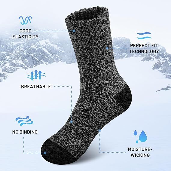12 Pairs Heavy Duty Wool Blend Work Socks Extra Thick Cushion in Assorted Colours-4