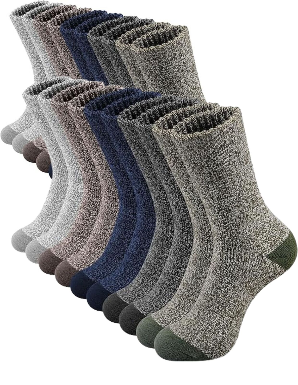 12 Pairs Heavy Duty Wool Blend Work Socks Extra Thick Cushion in Assorted Colours-1