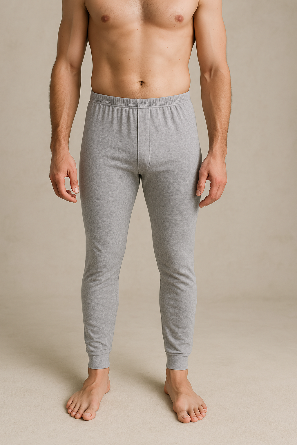 Mens Cotton Long John Thermal Pants Underwear Warm Winter Base Layer in Grey-3