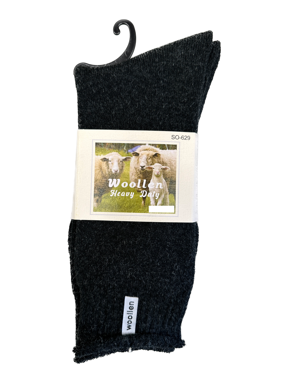 1 Pair Premium Mens Wool Heavy Duty Thick Work Socks Cushion Woolen - Black-1