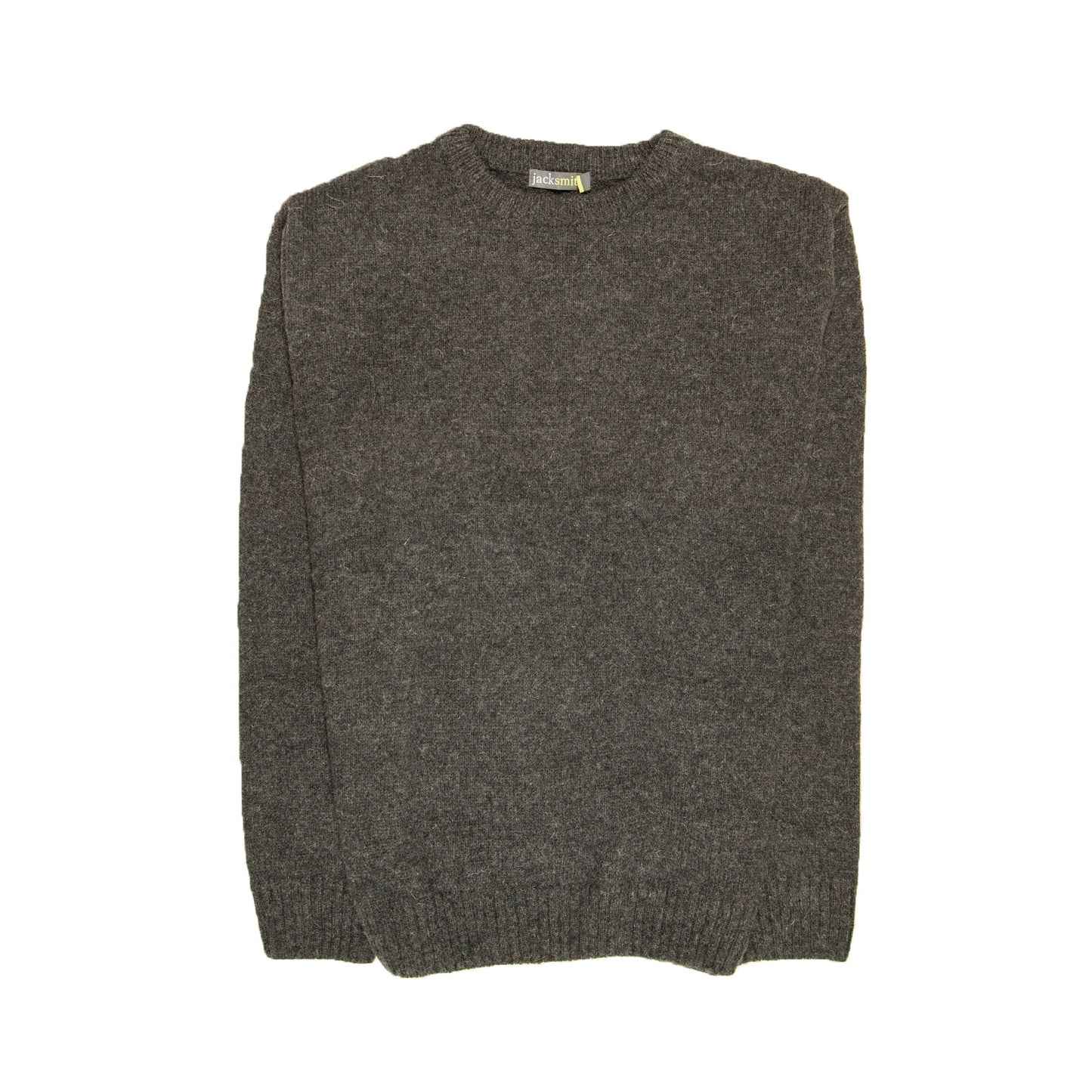 Mens 100% Shetland Ragg Wool Round Neck Knit Jumper Pullover Crew Sweater - Charcoal (29)-4