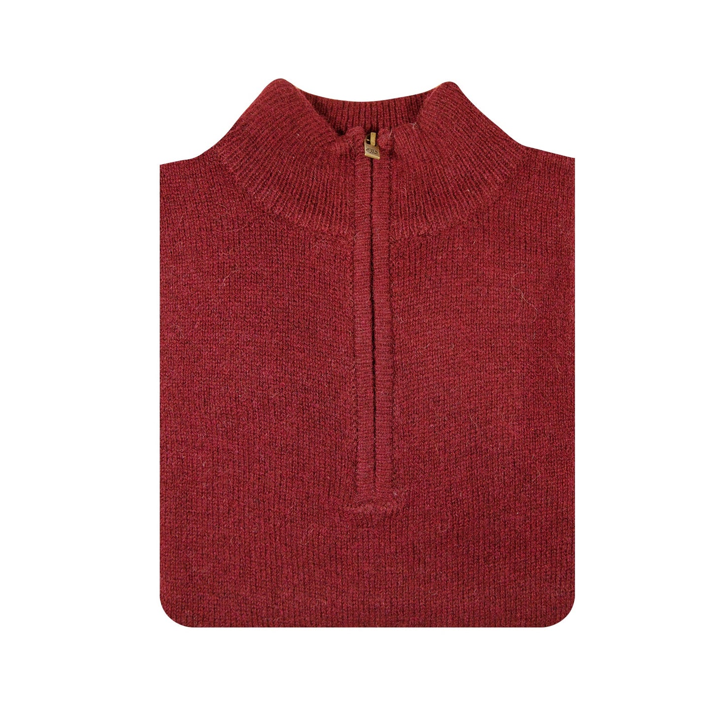 100% SHETLAND RAGG WOOL Half Zip Up Knit JUMPER Pullover Mens Sweater Knitted - Burgundy-4