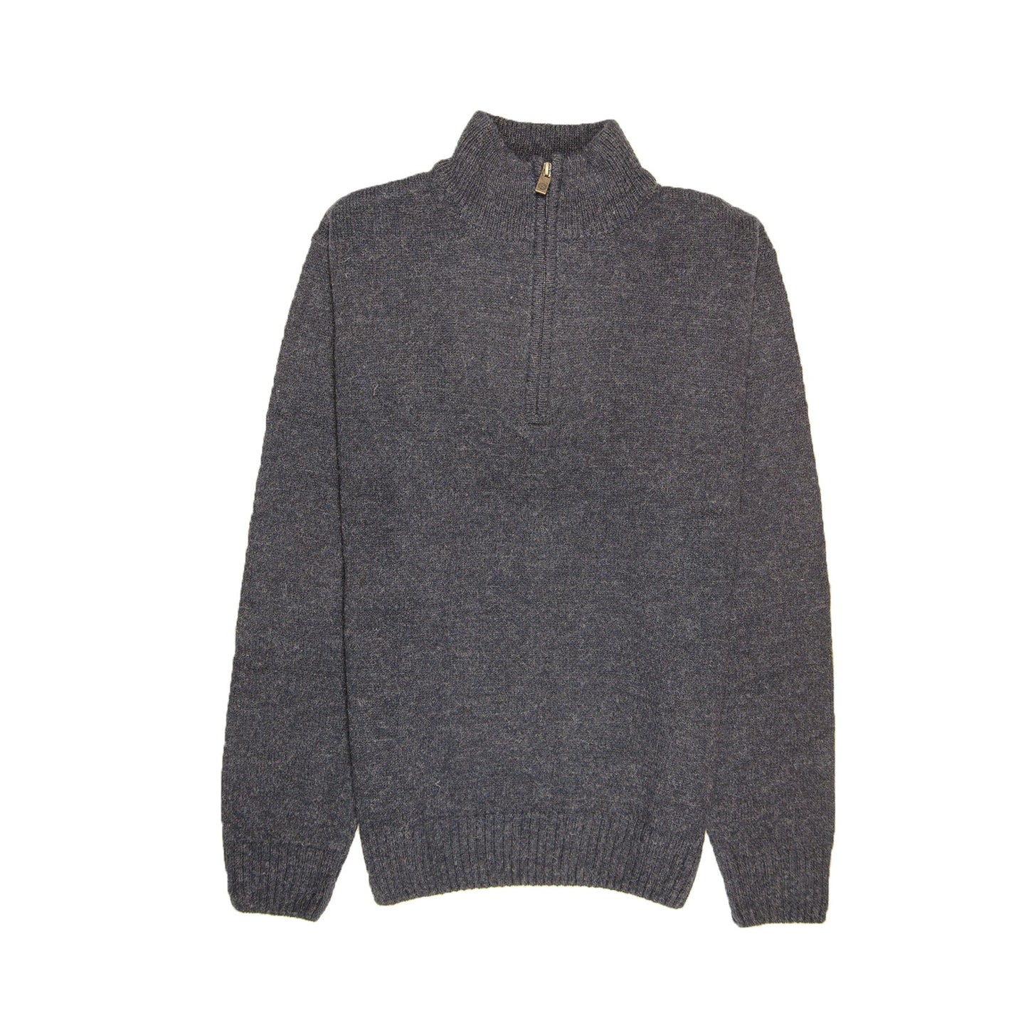 100% SHETLAND RAGG WOOL Half Zip Up Knit JUMPER Pullover Mens Sweater Knitted - Denim Blue-4