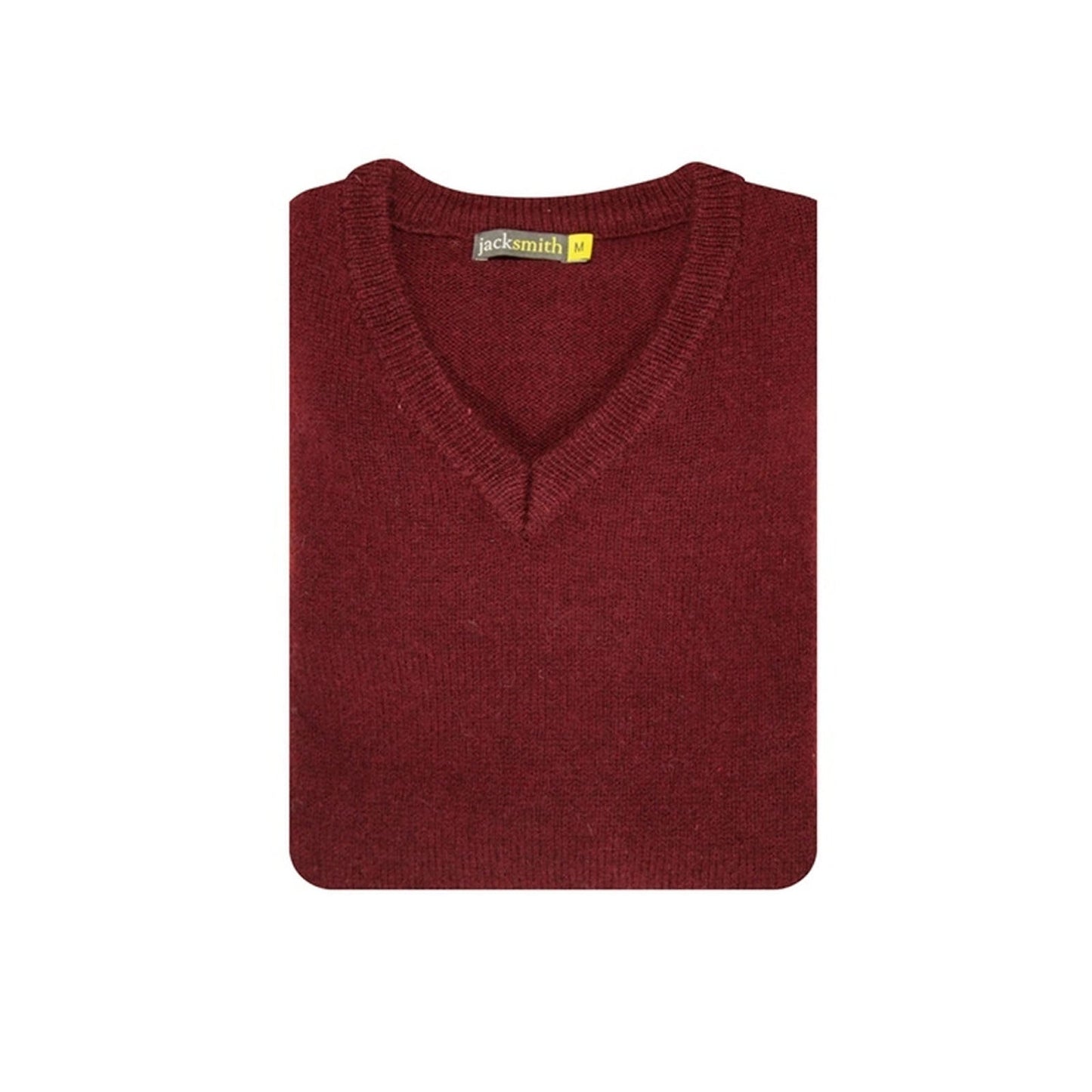 100% Shetland Ragg Wool V Neck Knit Jumper Pullover Mens Sweater Knitted - Burgundy-4