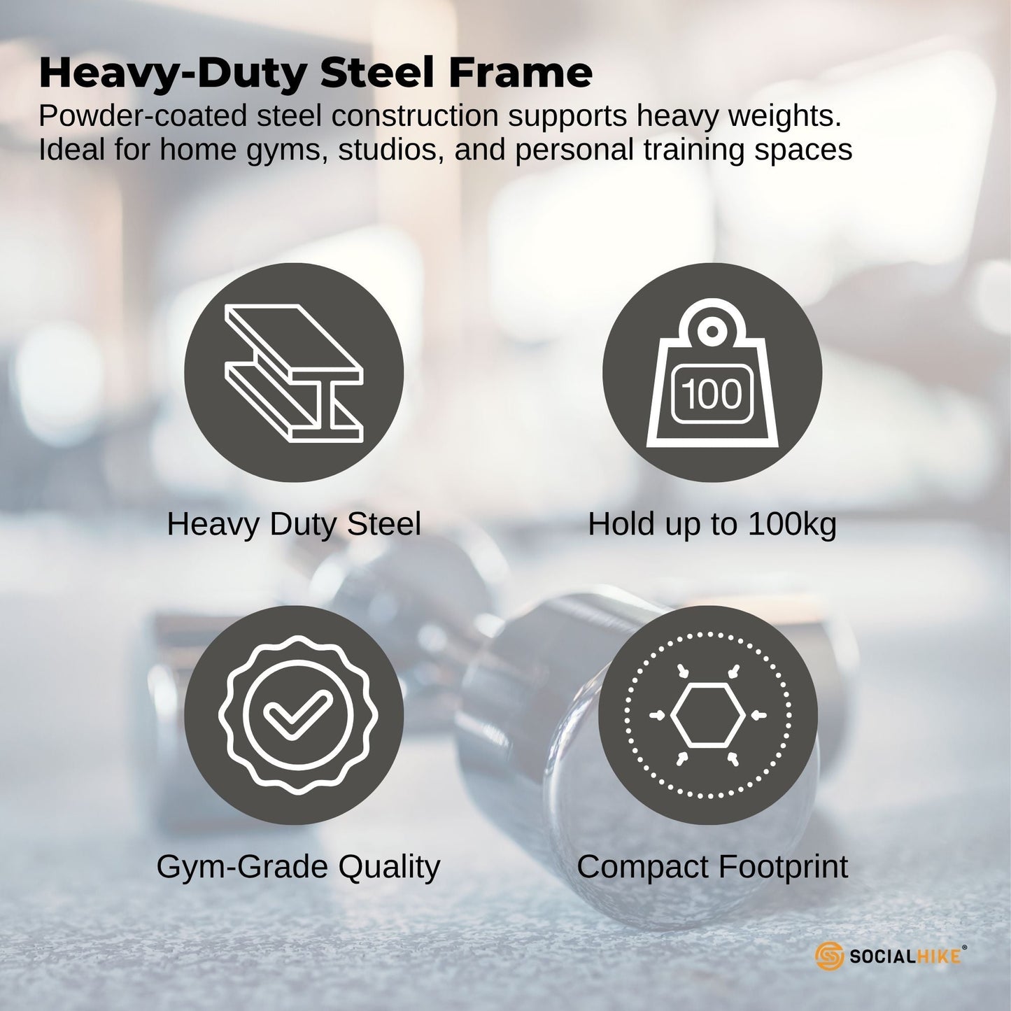 Social Hike Gym Equipment Storage Rack on Wheels - Dumbbells Weights Organiser-4